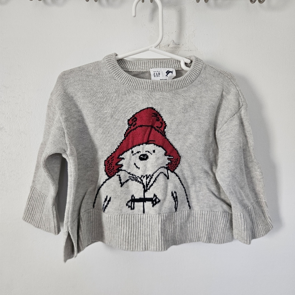 Baby Gap Sweater 18-24 Months Paddington Bear Cotton Gray Knit Girl Boy Boxy
